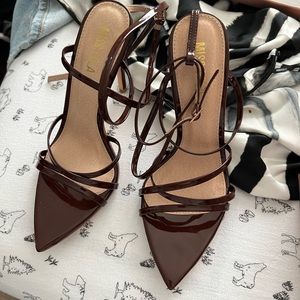 Brown point toe heels